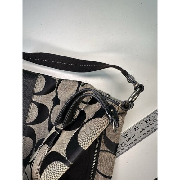 Coach Signature Authentic Khaki Brown Stripe Crossbody File Bag F-19220 Purse - Picture 7 of 10